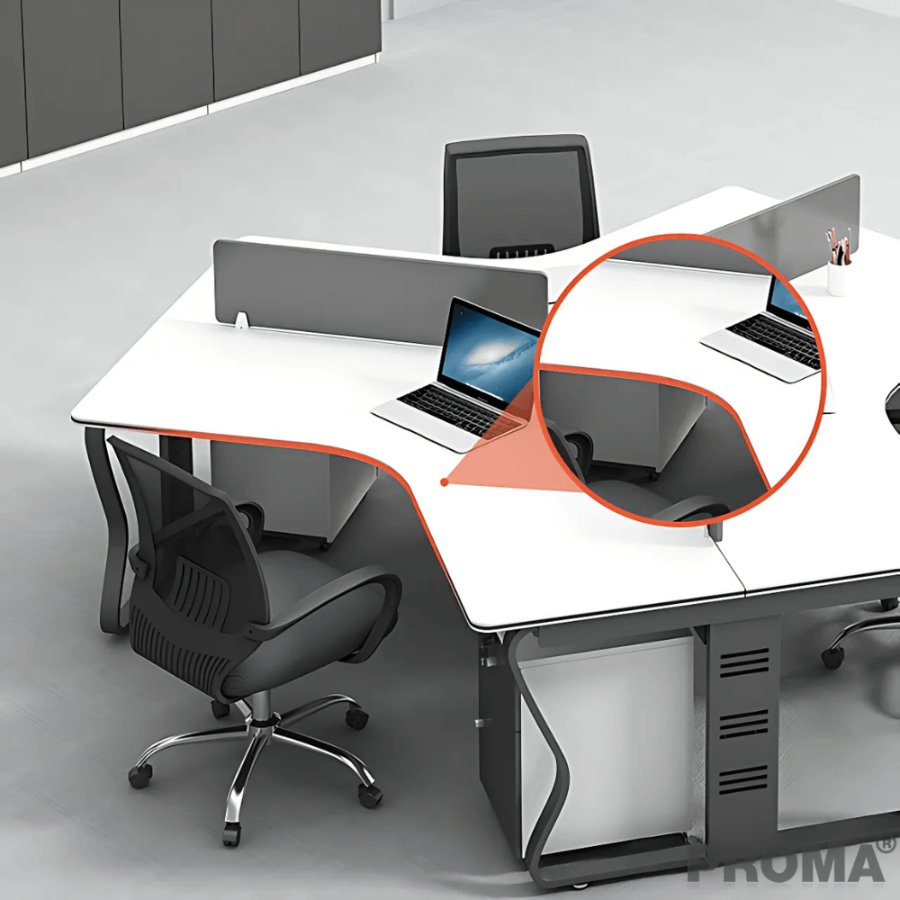 [Pre-order] โต๊ะทำงาน Proma-POD-05 สีขาว/ดำ แบบ 7 ที่นั่ง (มีตู้เอกสาร)